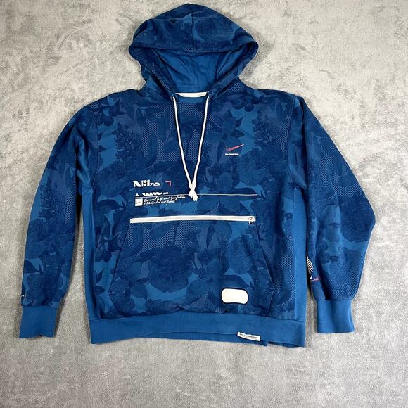 Nike Standard Issue Basketball Hoodie Mens XL Blue Dri Fit Pullover Performance - Picture 1 of 12